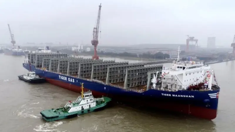 Second-of-class Tiger Maanshan for LNG trade in containers.