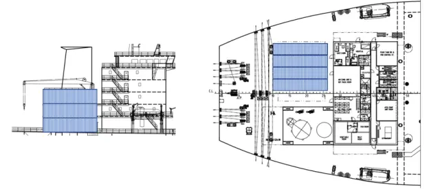 A rendering of the installation of the gas reformer on an Aframax tanker