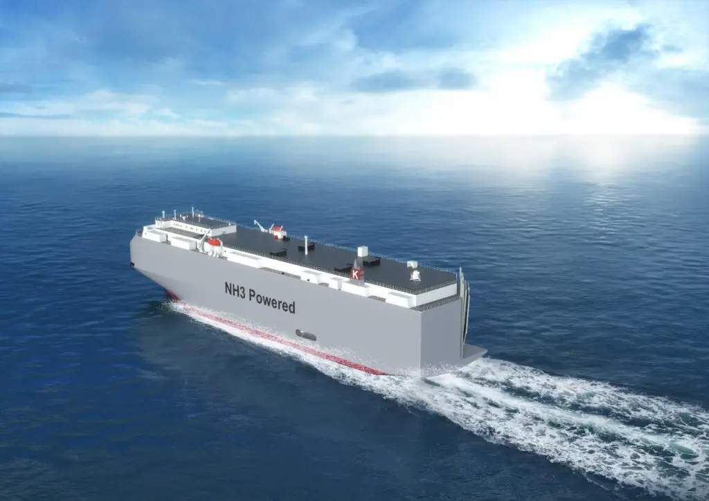A rendering of an ammonia-fuelled car carrier