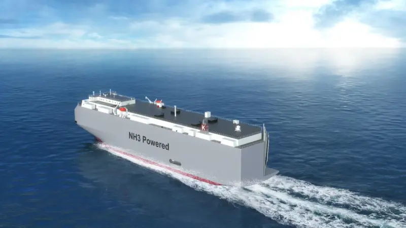 A rendering of an ammonia-fuelled car carrier