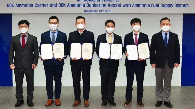 KR awarded approvals in principle to two NH3-fuelled designs on 15 December 2021