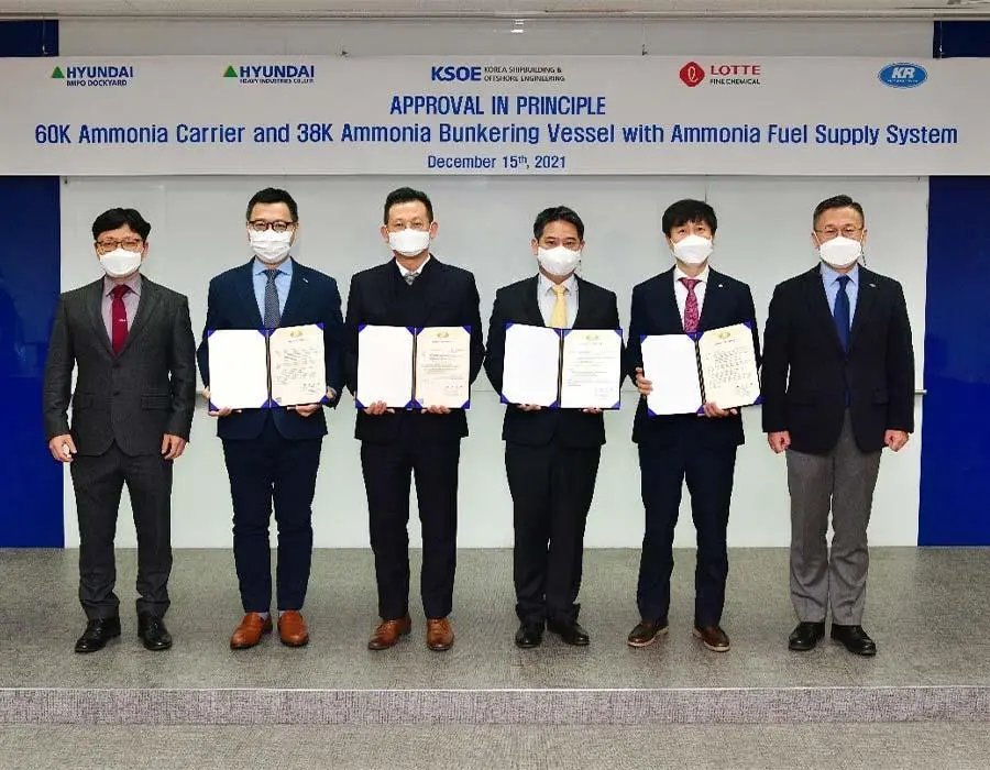 KR awarded approvals in principle to two NH3-fuelled designs on 15 December 2021