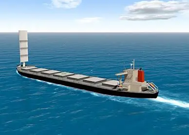 A rendering of a vessel equipped with the Delta Sail solution.