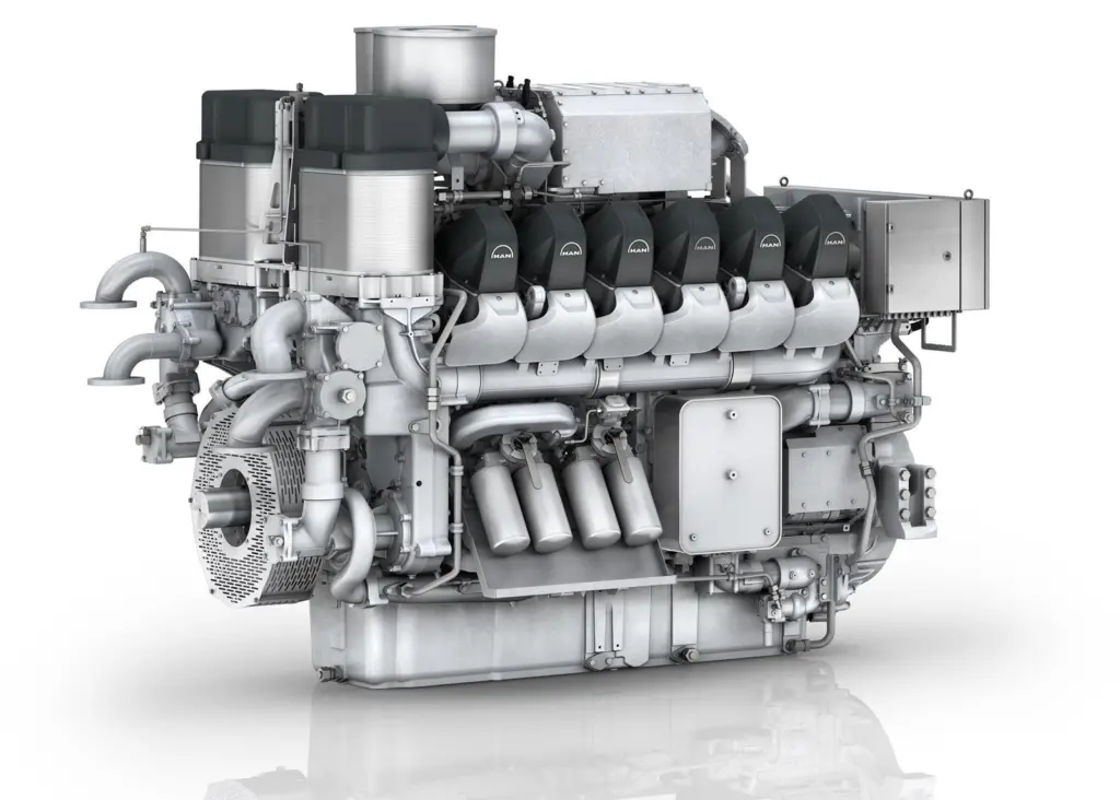 Twin 12 cylinder 175D engines will provide propulsion power for a 70 TBP ASD tug of As ASENAV’s own design.