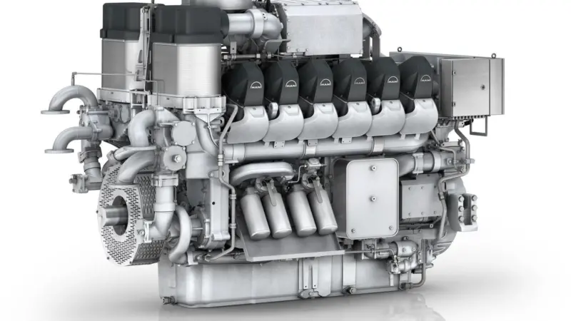 Twin 12 cylinder 175D engines will provide propulsion power for a 70 TBP ASD tug of As ASENAV’s own design.