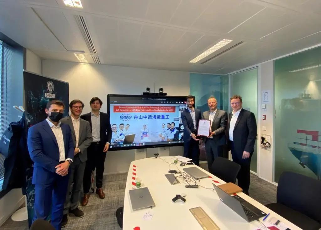 GTT, Alwena Shipping and CHI Zhoushan received an Approval in Principle (AiP) from Bureau Veritas (BV) at a ceremony in Paris on 1 March 2022.