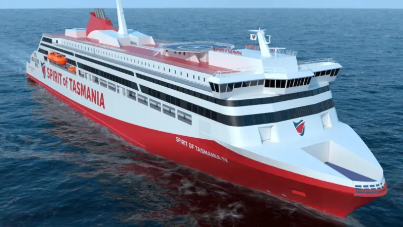 The Spirit of Tasmania IV will serve the Bass Strait crossing between Geelong, Victoria, and Devonport, Tasmania after it is delivered in late 2023.
