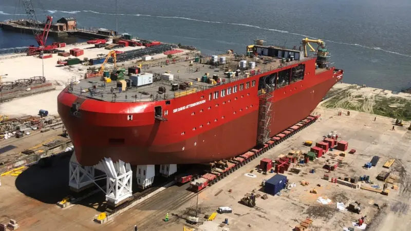 RRS Sir David Attenborough during construction at Cammell Laird. The refreshed strategy envisages that a decision on a zero-emission replacement will be taken between 2040 and 2045.