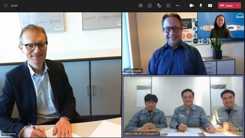 The digital signing brought together representatives from MAN Energy Solutions and HSD Engine.