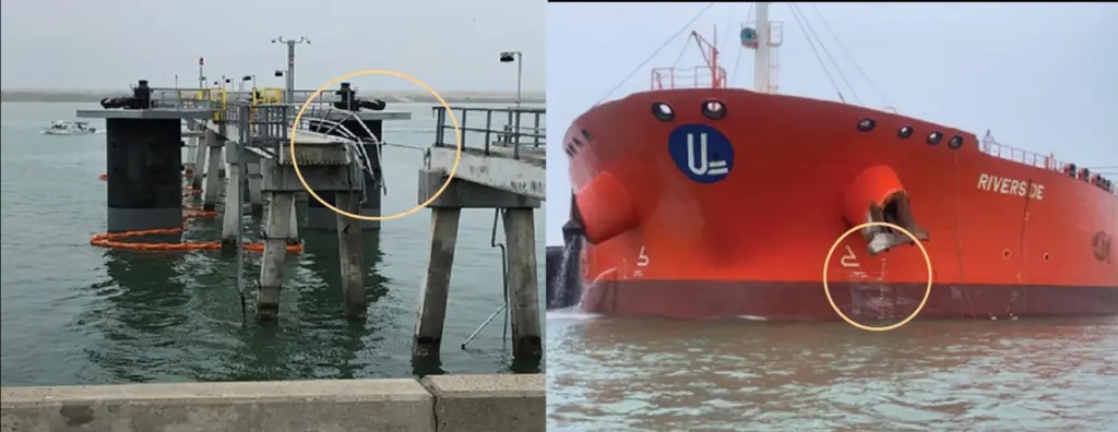 The incident resulted in damage to the no 4 Moda dock catwalk and the Riverside.