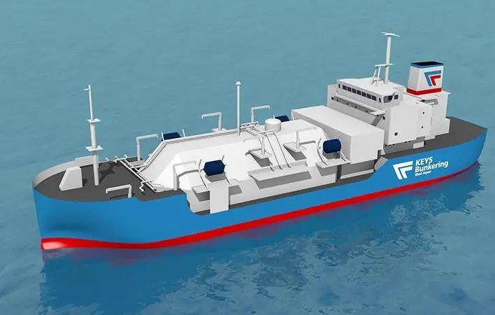 Rendering of the 82.4m-long bunker vessel.