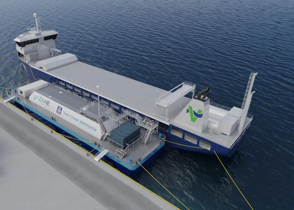 The ammonia bunker terminals will be designed and constructed by Azane Fuel Solutions and delivered to Yara.