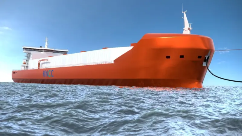 Image of liquefied CO2 carrier with bow loading system