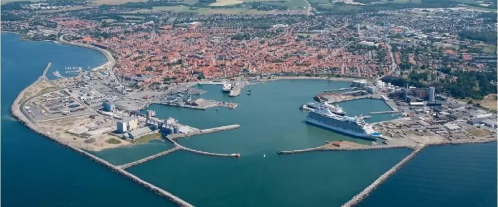 The port of Roenne on the island of Bornholm in the Baltic Sea.