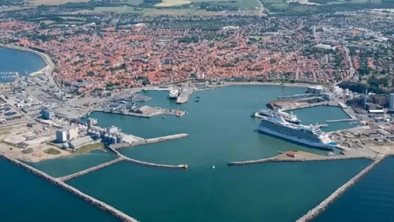 The port of Roenne on the island of Bornholm in the Baltic Sea.
