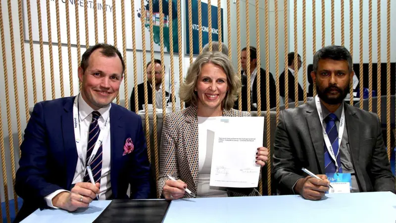 Håkon Vevang, Chief Commercial Officer of Edda Wind, Tuva Flagstad-Andersen, Regional Manager, Region North Europe at DNV, and Lal Hettiarachchi, General Manager (Projects engineering) at Colombo Dockyard.