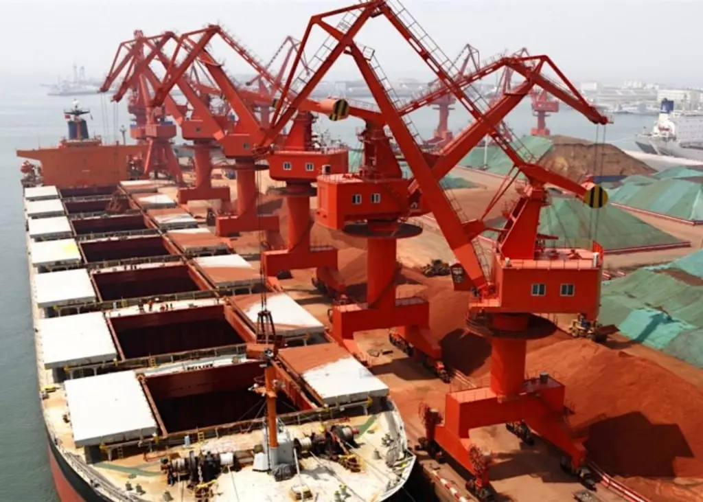 The Port of Qingdao (pictured) is one of largest iron ore ports in China.