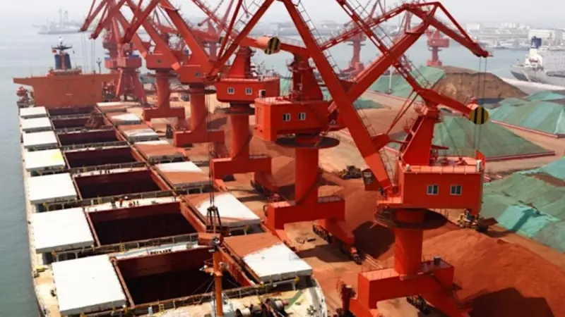 The Port of Qingdao (pictured) is one of largest iron ore ports in China.