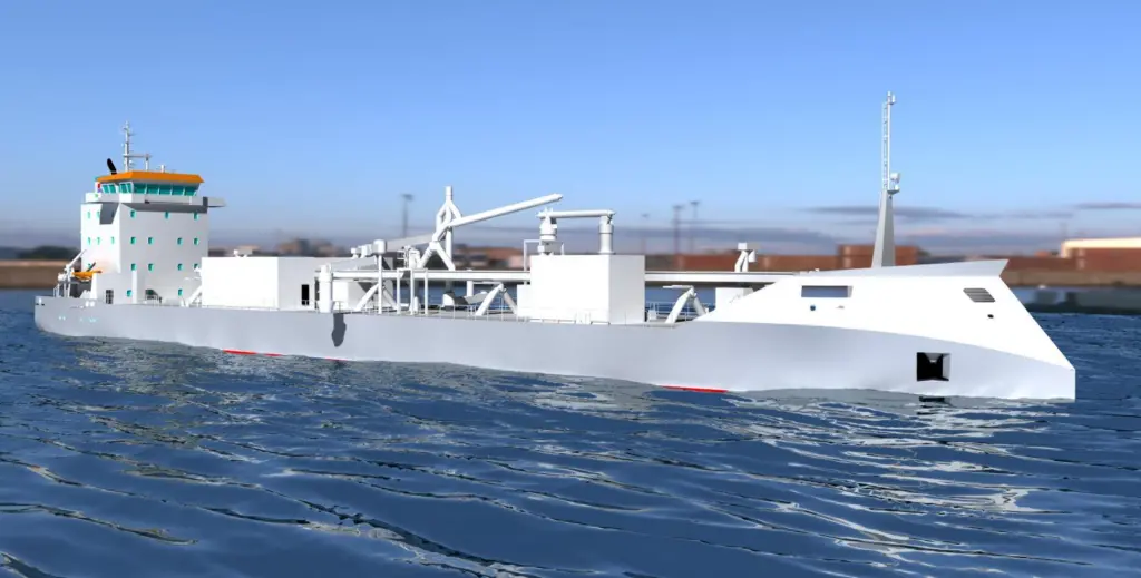 A rendering of a new self-discharging cement carrier that will be built by Royal Bodewes for Taiwan-based ship owner and operator U-Ming.