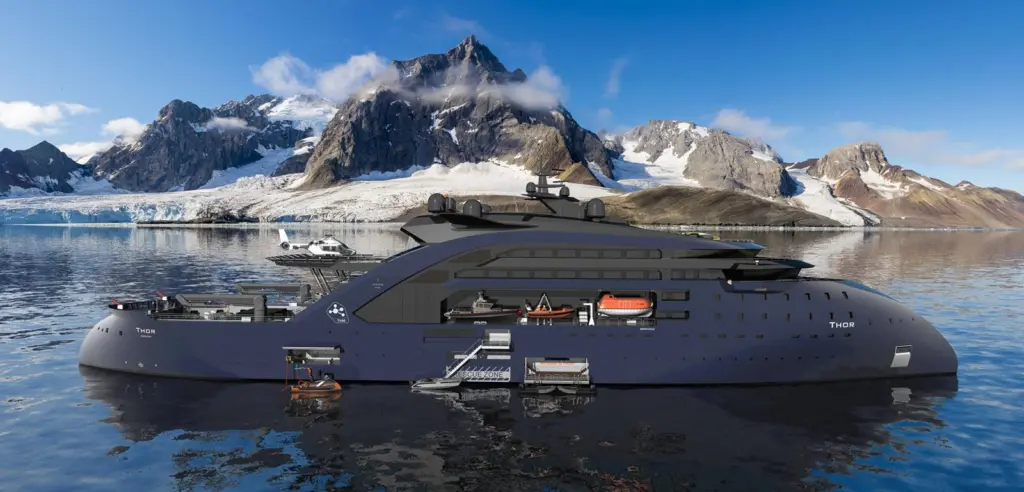 Ulstein's new Thorium Molten Salt Reactor (MSR)-powered replenishment, research and rescue (3R) design concept, Ulstein Thor, would operate as a mobile power/charging station for a new breed of battery driven cruise ships.