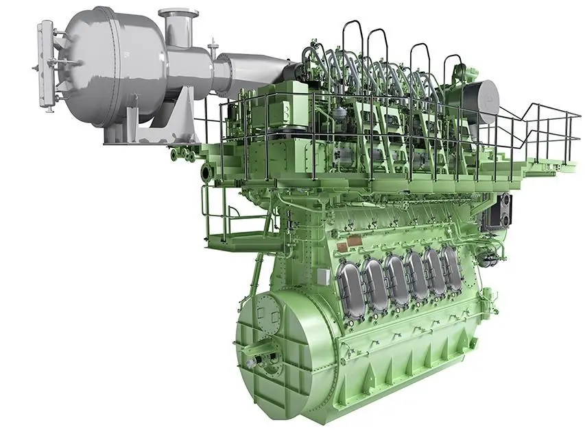 Rendering of an MAN B&W SCR-HP reactor with host two-stroke engine