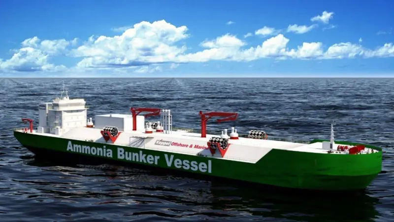 Rendering of ammonia bunkering vessel concept design