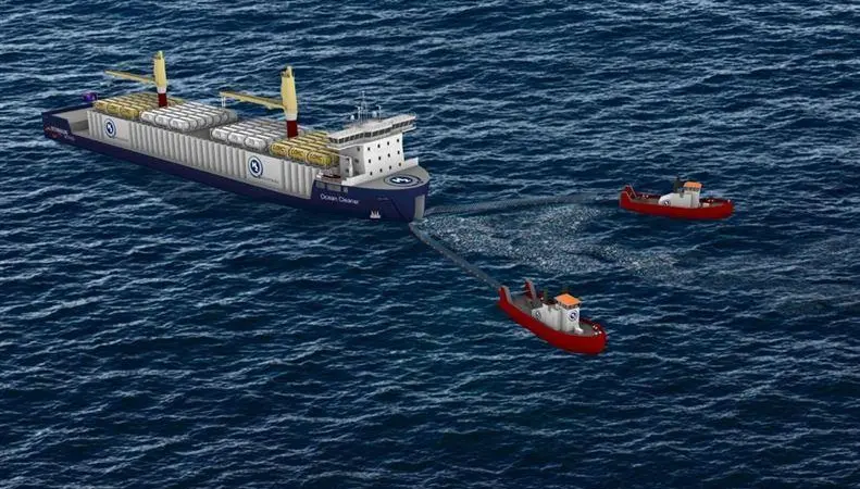A floating waste collection vessel would turn marine plastic waste into a hydrogen feedstock.