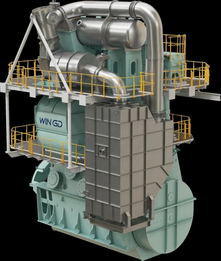 Rendering of WinGD's compact on-engine iCER.