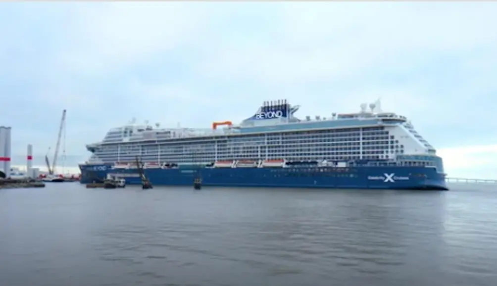 Celebrity Beyond retains the distinctive bow form of preceding vessels in the Edge-class.