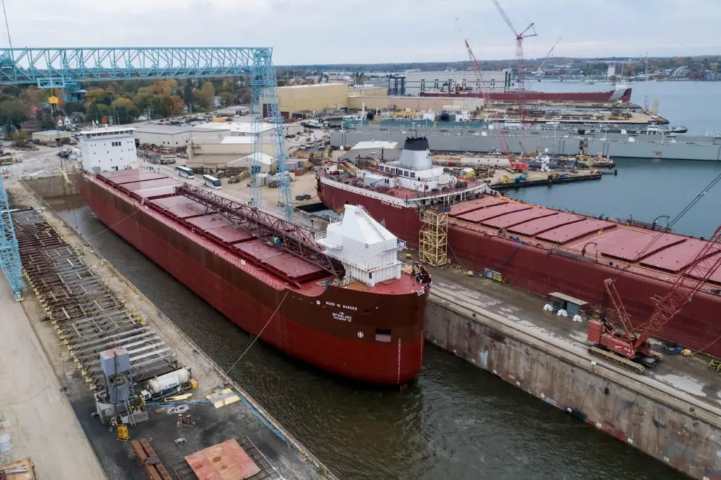 Lake Michigan cradle: Mark W. Barker prior to float-out.