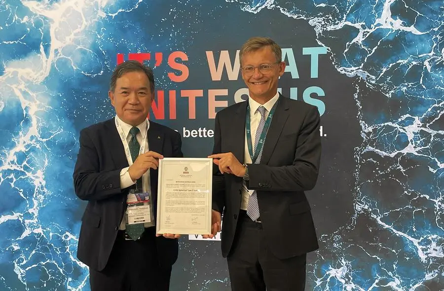 Mitsubishi Shipbuilding's spherical cargo tank system for liquefied CO2 carriers has received an Approval in Principle (AiP) from Bureau Veritas.