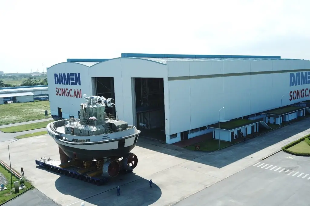 The new tug at Damen's Song Cam yard in Vietnam.