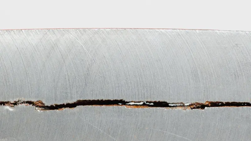 Hydrogen induced cracking in a steel surface