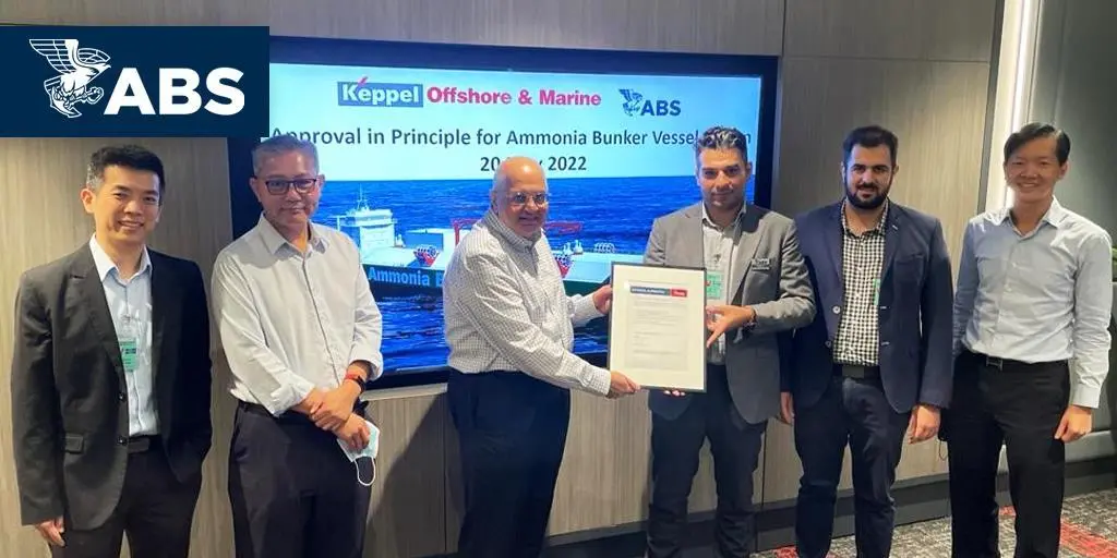 Michael Kei, ABS Director of Engineering in Singapore; Dr. Foo Kok Sen, Keppel Offshore & Marine Executive Director; Aziz Merchant, Keppel Offshore & Marine Executive Director; Panos Koutsourakis, ABS Director of Sustainability; Ilias Soultanias, ABS Seni