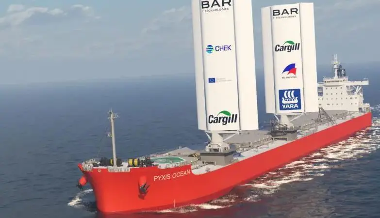 An 80,962 dwt bulker, Pyxis Ocean, will be the first vessel to be fitted with BAR's WindWings system.
