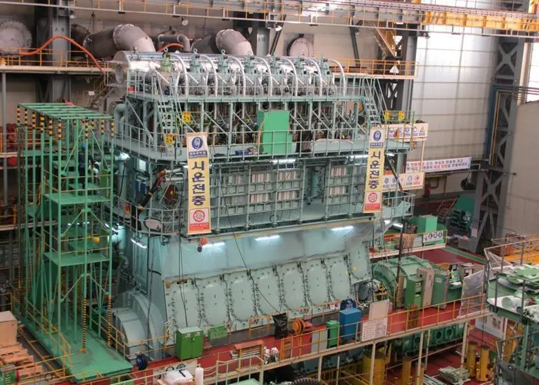 The shop test of MAN ES’ first MAN B&W G70ME-C10.5-GA was scheduled to take place on 21 and 22 June at MAN licensee HHI-EMD in Korea. HHI-EMD was also the licensee that produced the first G-Type engine in 2013 (pictured).