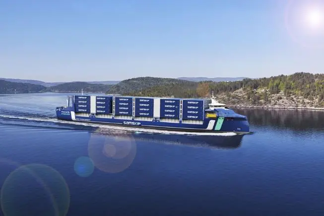 A rendering of the autonomous, hydrogen fuel cell-powered Seashuttle design.