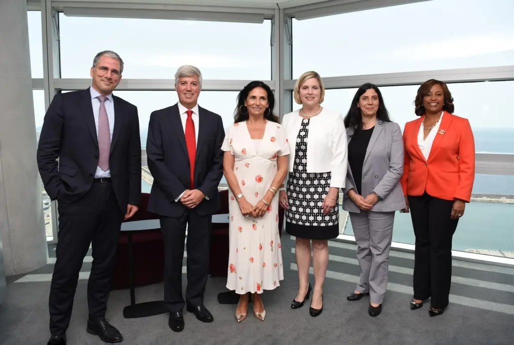 From left to right: Farid Trad, Vice President of Bunkering & Energy Transition at CMA CGM, Carlos Maurer, Executive Vice President, Sectors & Decarbonisation at Shell, Christine Cabau Woehrel, Executive Vice President Assets Group & Operations at CMA CGM