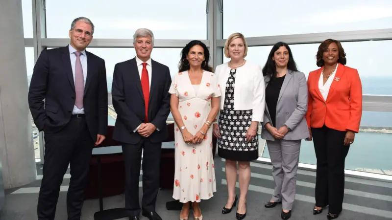 From left to right: Farid Trad, Vice President of Bunkering & Energy Transition at CMA CGM, Carlos Maurer, Executive Vice President, Sectors & Decarbonisation at Shell, Christine Cabau Woehrel, Executive Vice President Assets Group & Operations at CMA CGM