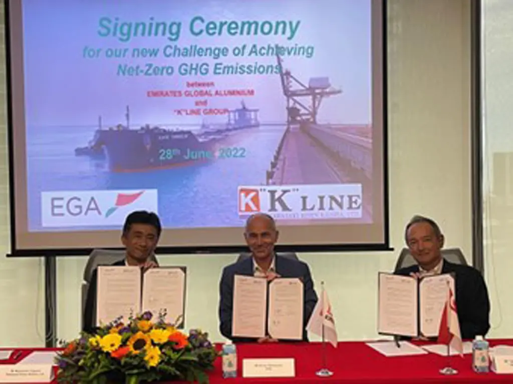 “K” Line signed an MoU with Emirates Global Aluminium (EGA) to cooperate on research and pilot projects to decarbonise bulk cargo shipping on 13 July.