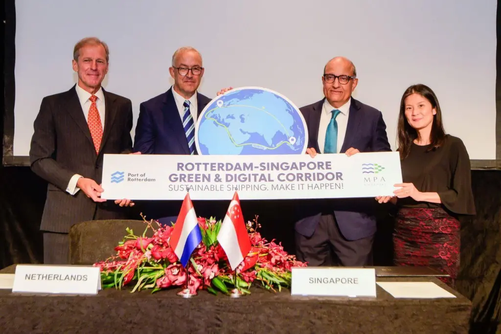 The MPA and the Port of Rotterdam Authority plan to establish a green corridor linking the two ports.