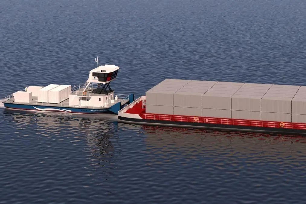 Western Baltic Engineering (WBE) has unveiled new designs for what it believes is the first electric pusher vessel for use on Europe’s inland waterways.