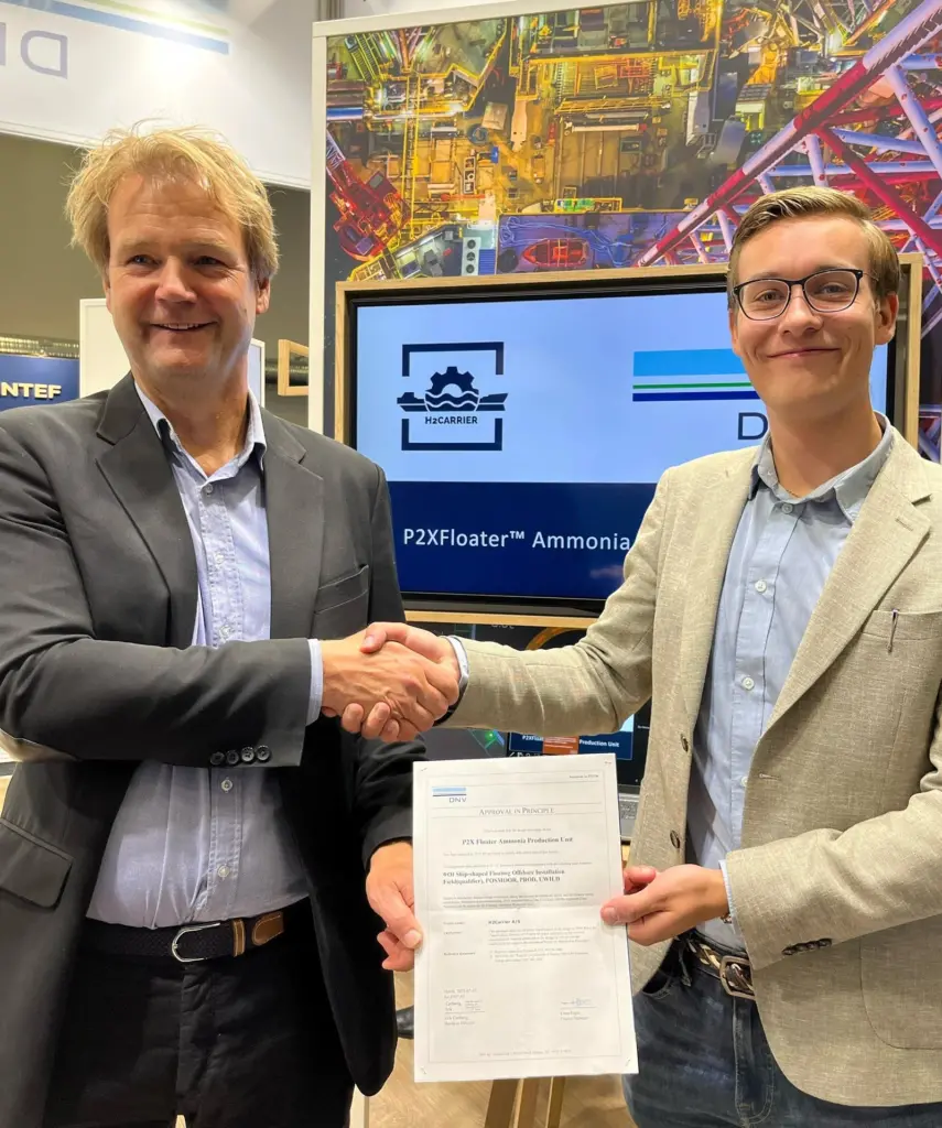 DNV has awarded Approval in Principle (AiP) for a floating green ammonia production unit based on the P2XFloater concept