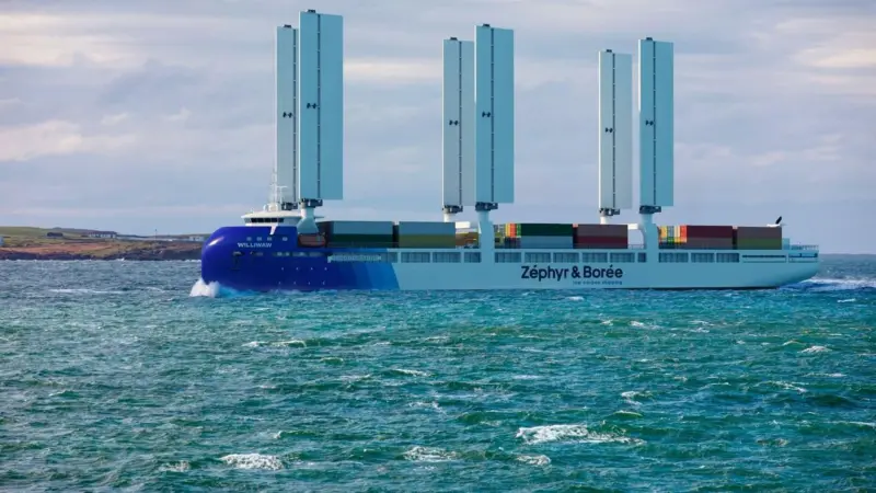 Groot Ship Design is collaborating on the design of a 600 TEU container ship that would use wind power as dominant medium for propulsion.