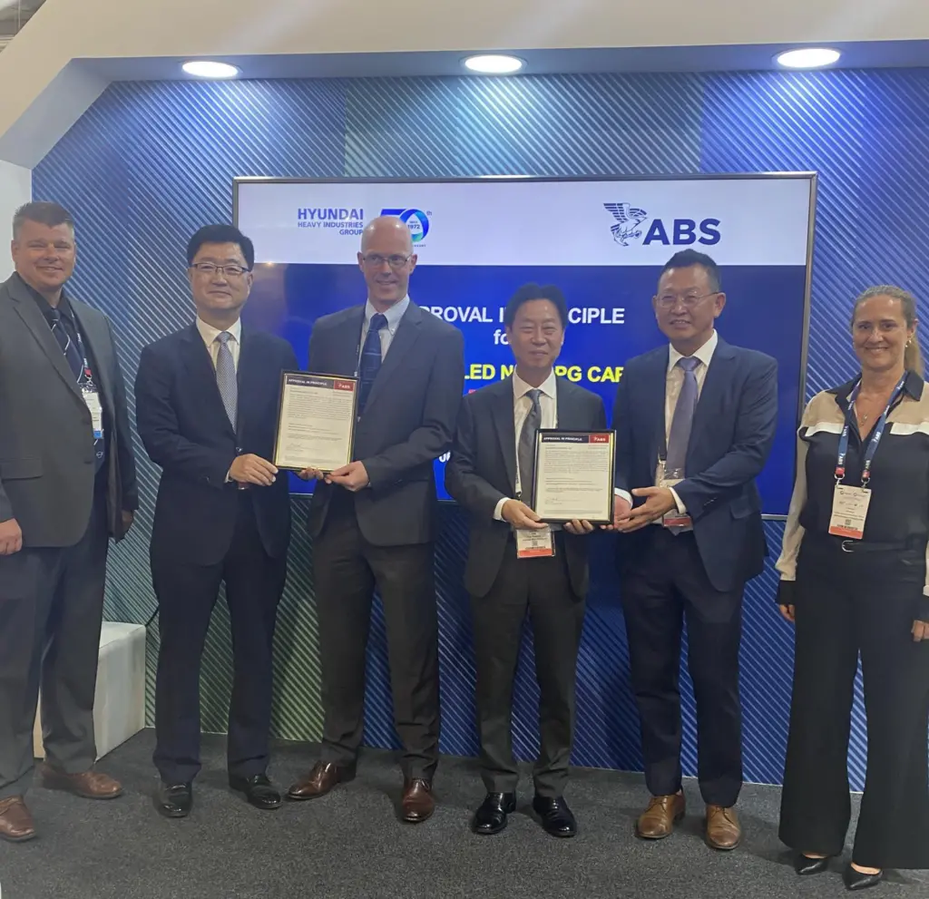 A next generation ultra large liquefied carbon dioxide (LCO2) carrier for Hyundai Heavy Industries Group (HHI) and Hyundai Glovis received an approval in principle (AIP) at Gastech from ABS and the Republic of the Marshall Islands (RMI) Maritime Administr