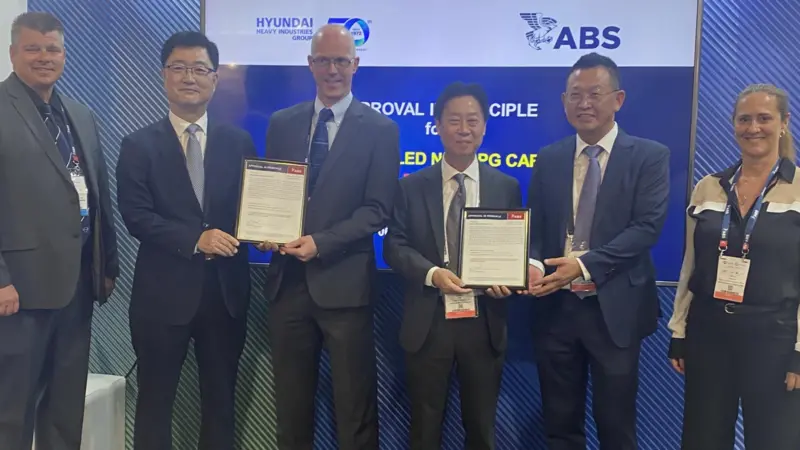 A next generation ultra large liquefied carbon dioxide (LCO2) carrier for Hyundai Heavy Industries Group (HHI) and Hyundai Glovis received an approval in principle (AIP) at Gastech from ABS and the Republic of the Marshall Islands (RMI) Maritime Administr