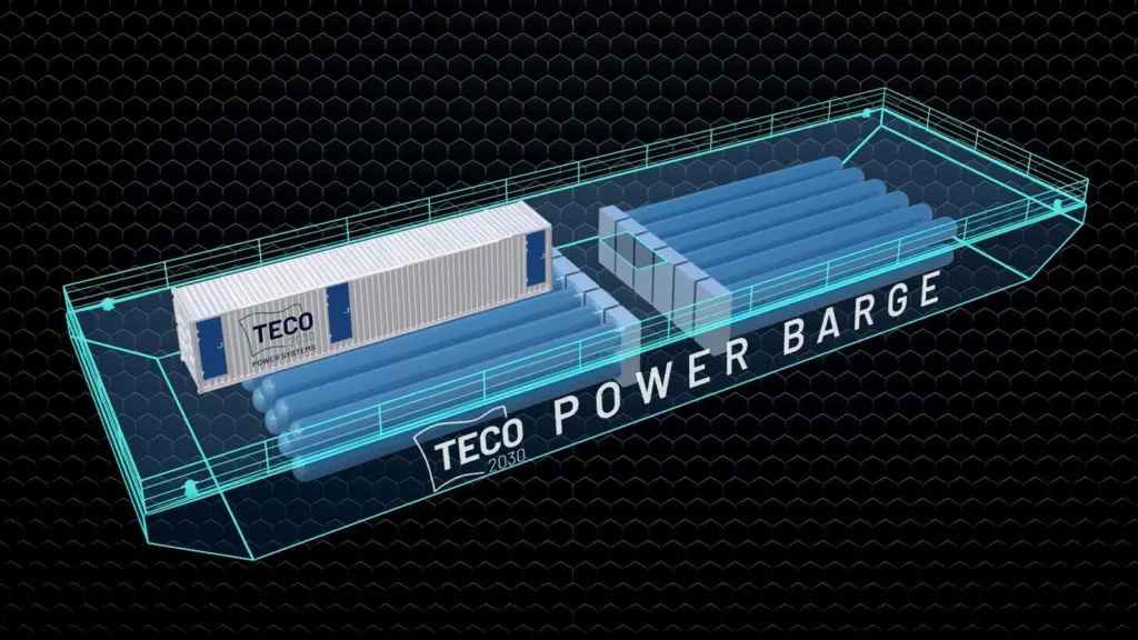 TECO 2030 has launched a power barge concept equipped with a hydrogen fuel cell suitable for use for shore power applications.