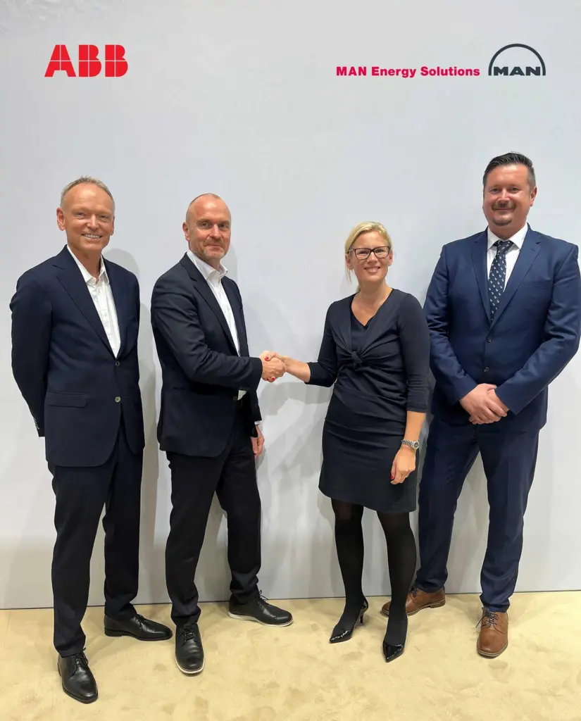 Stig Leira, Transformation Program Manager, ABB Marine & Ports; Rune Lysebo, Head of Global Sales, ABB Marine & Ports; Marita Krems, Vice President and Head of Four-Stroke Marine & License, MAN Energy Solutions; and Elvis Ettenhofer, Head of Marine Four-S