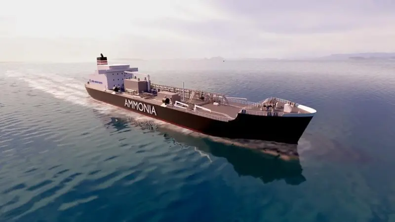 A 3D rendering of ammonia bunker vessel design