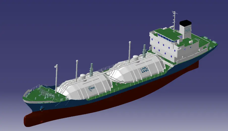 The groundbreaking ceremony for the 1,450cbm LCO2 carrier was carried out on 7 October 2022 at Mitsubishi Shipbuilding’s Shimonoseki shipyard.